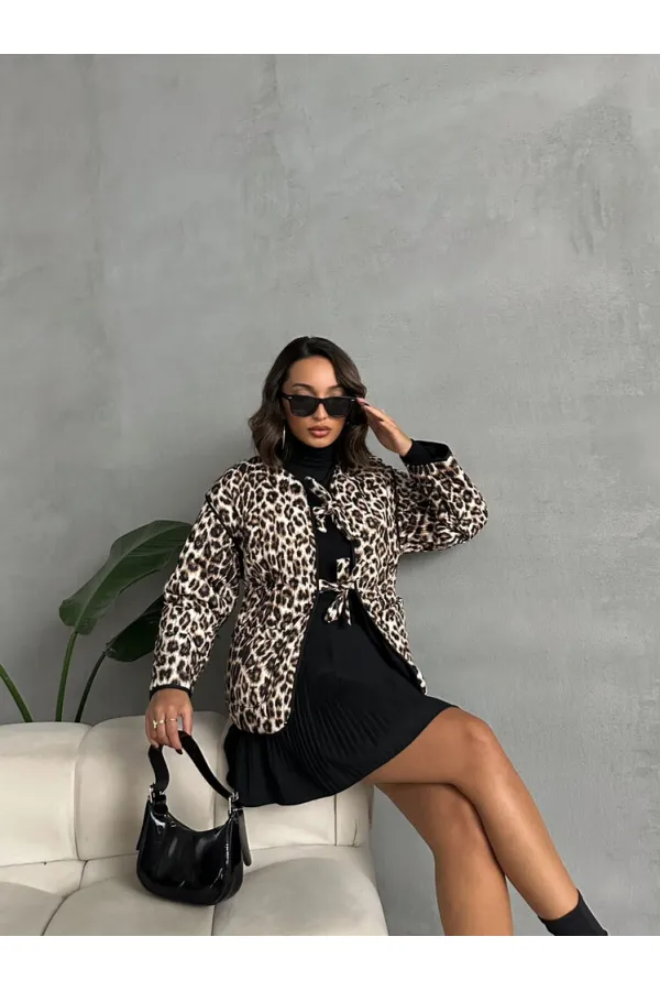 Veste matelassée à nouer sur le devant - Léopard | TOPSHOW | F1784