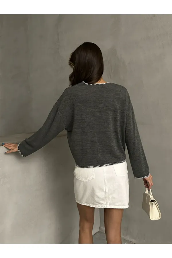 Blouse en maille Shepherd's Stitched Knitwear en gros - Kaki | TOPSHOW | F1652