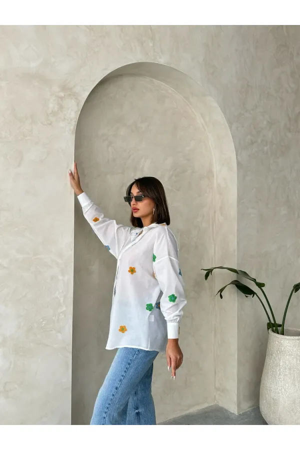 Nakışlı Vual Toptan Gömlek - Desen 2 | TOPSHOW | F1875