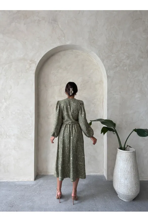 Nakışlı Toptan Etek - Açık Haki | Topshow | F1901