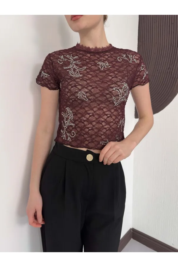 D 3007 GÜPÜR T SHIRT - KAHVE