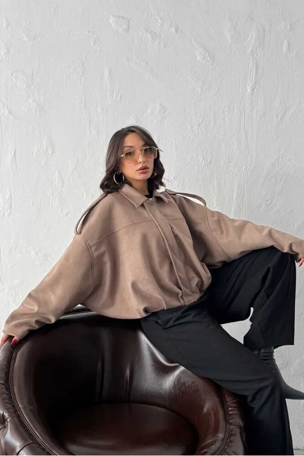 Topshow Scuba Suede Wholesale Jacket - Light Brown | F2017