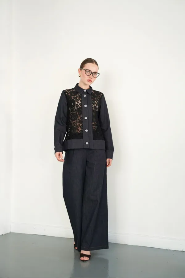 Wholesale Denim Trousers - Navy Blue | F2090 - Topshow