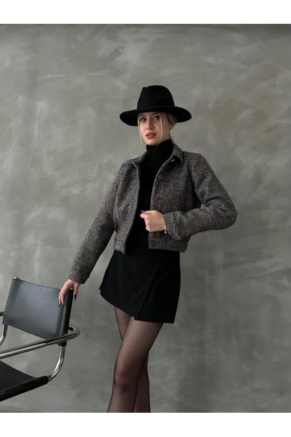 Manteau à boutons en gros - Noir | TOPSHOW | F1547