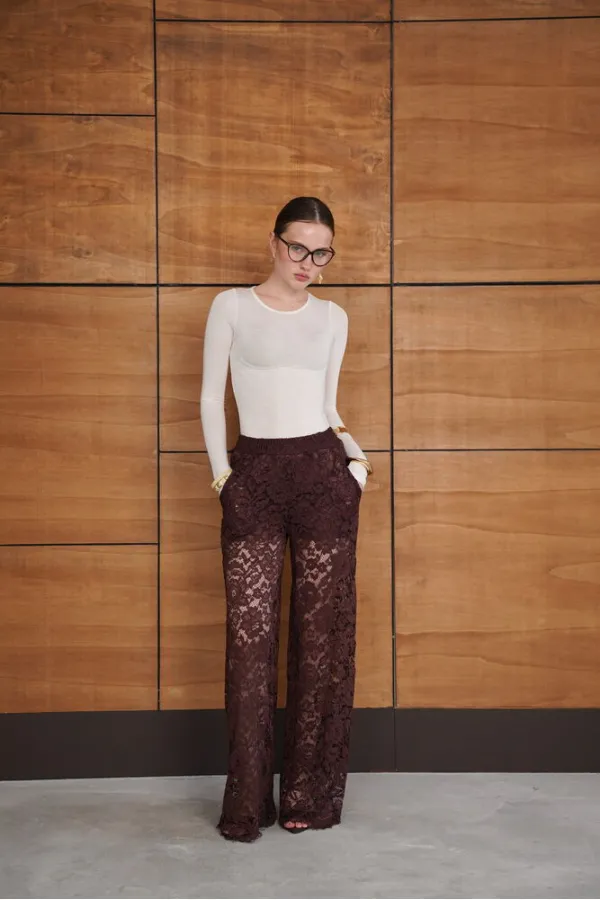 Embroidered Trousers - Brown | D2967 - Topshow