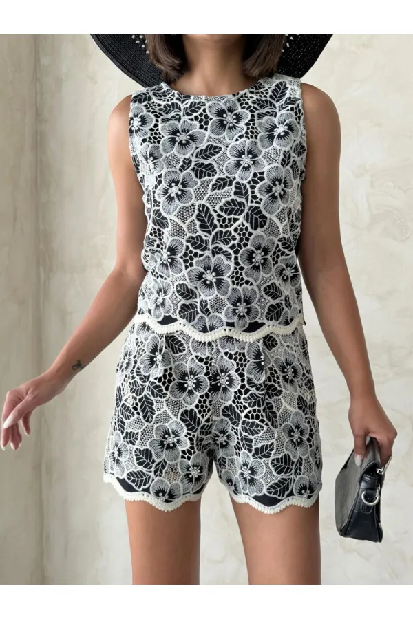 Dantel Şort - Siyah | Topshow