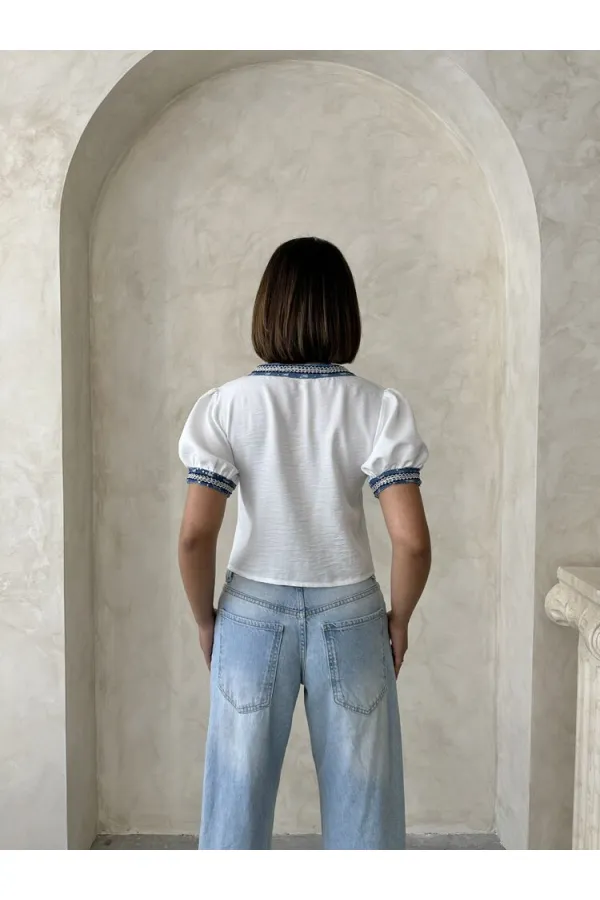 Kot Detaylı Ceket - Krem Topshow