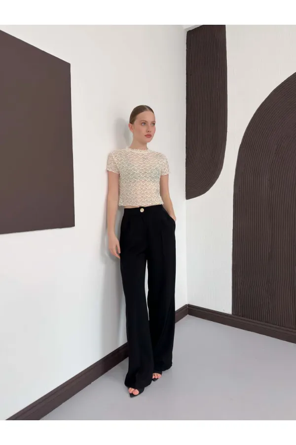 D 3007 GÜPÜR T SHIRT - KREM