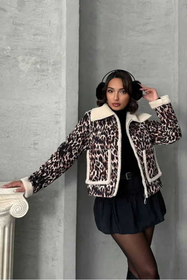 Manteau en peluche en gros - Léopard D2 | TOPSHOW | F1814