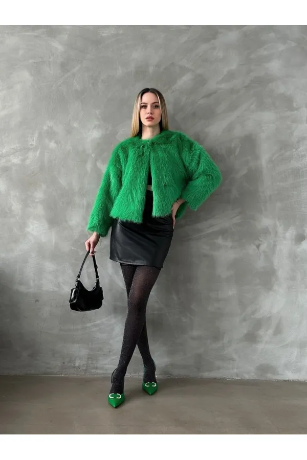 Veste en fausse fourrure en gros - Émeraude | TOPSHOW | F1615