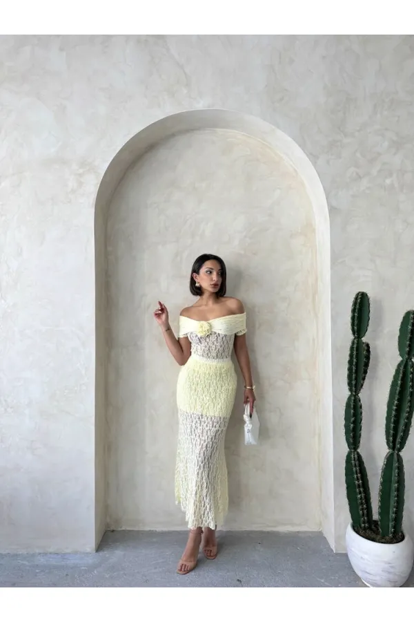 Dantel Etek - Sarı | Topshow | F1887