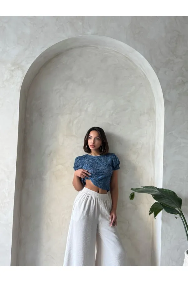 Topshow Haut en organza indigo, blouse en gros