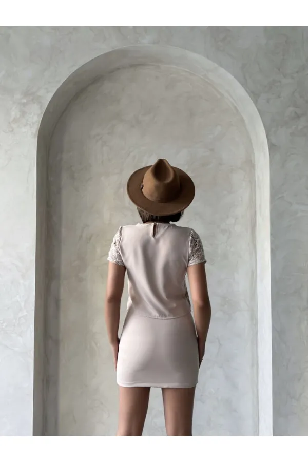 Dantel Bluz - Pudra | Topshow