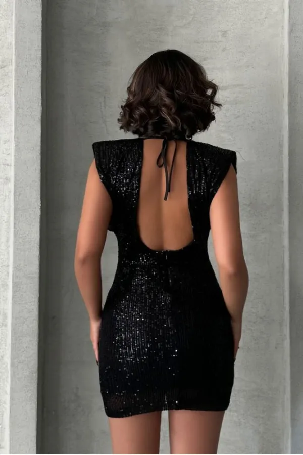 Robe de soirée courte dos nu à sequins scintillants brodés Topshow | TOPSHOW | F1867