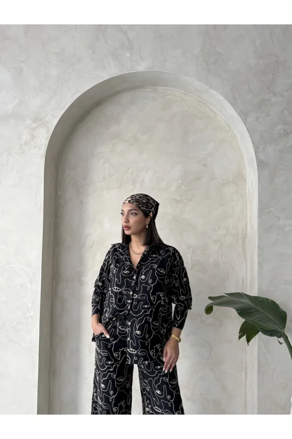 Chemise brodée en gros - Noire | Topshow | F1899