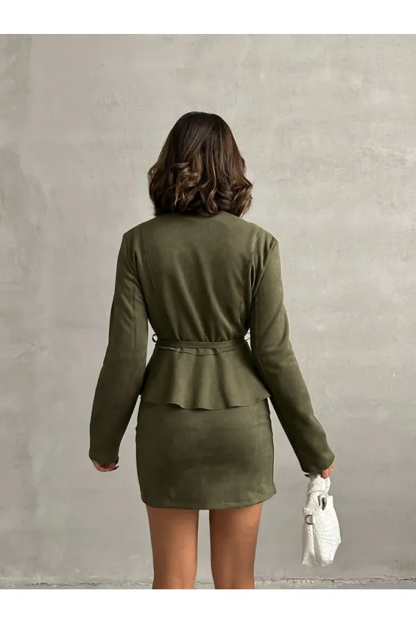 Suede Zippered Wholesale Blouse - Khaki | TOPSHOW | F1760