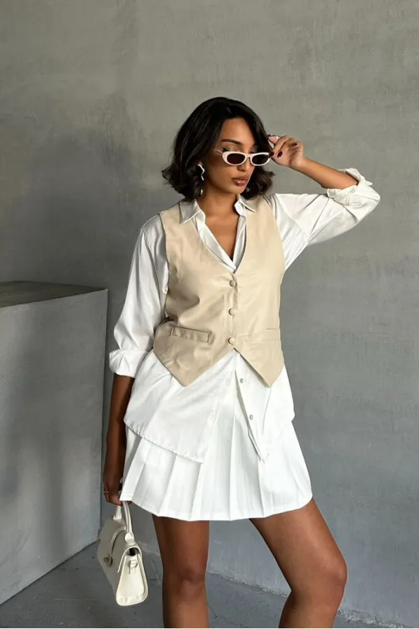 Gilet en cuir boutonné en gros - Pierre | TOPSHOW | F1503