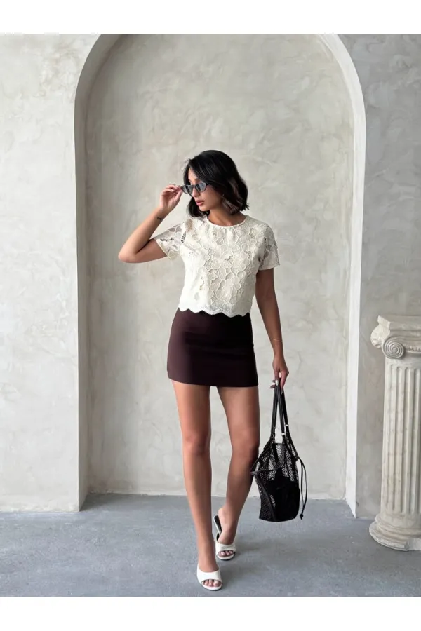 Dantel Bluz - Açık Taş | Topshow