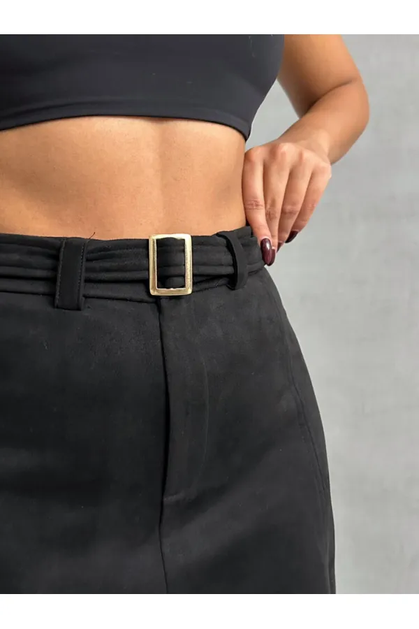 Kemerli Toptan Etek - Siyah | TOPSHOW | F1801