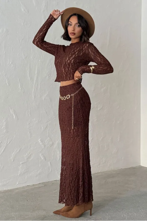 Brown Long Transparent Wholesale Skirt | Topshow | F1887