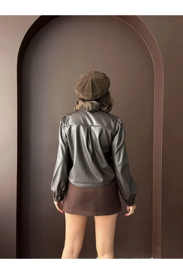 Chemises en similicuir Topshow en gros - Prune | F2044