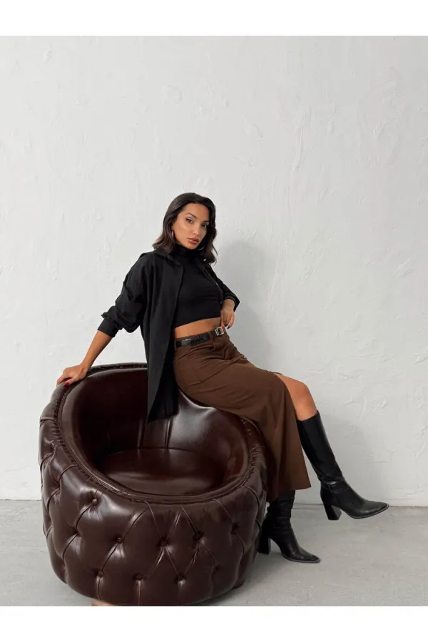 Jupe en velours côtelé Topshow en gros - Noire | F2033