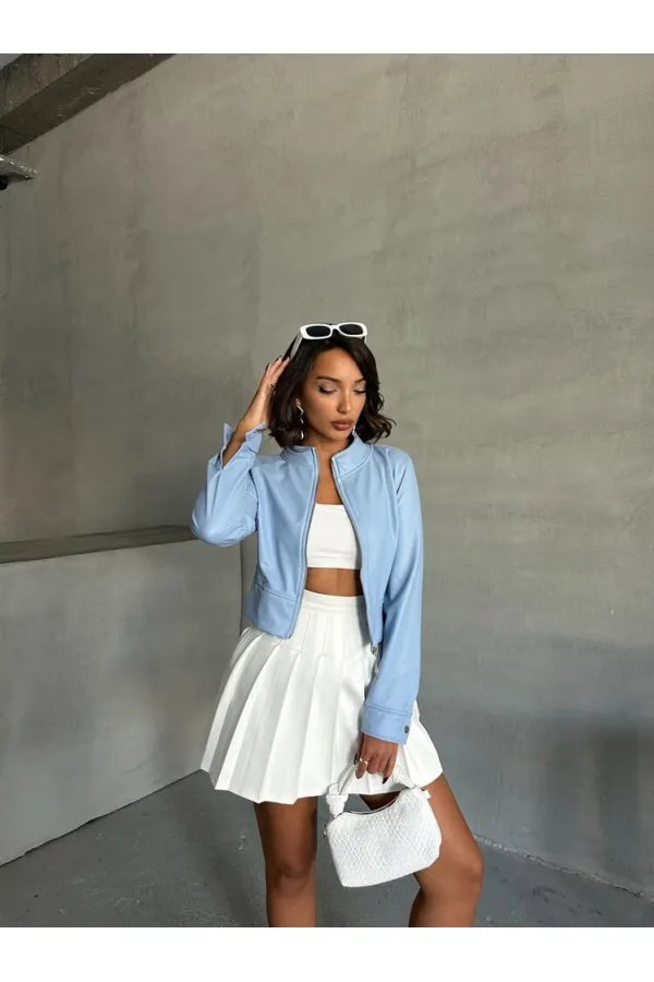 Veste en cuir en gros - Bleue | TOPSHOW | F0443