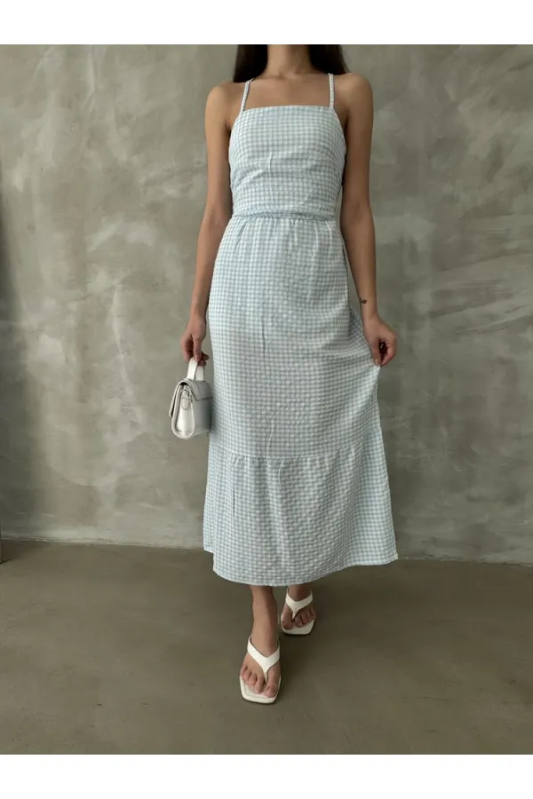 Topshow Blue Strap Ankle Length Wholesale Dress