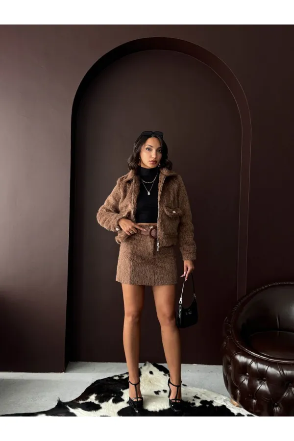 Topshow - Veste femme aspect fourrure (vente en gros) - Marron clair