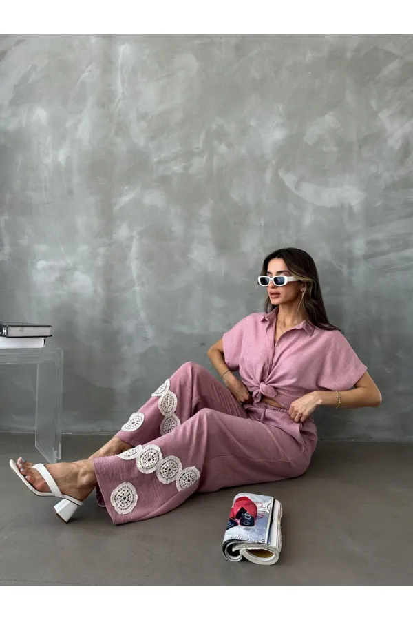 Topshow Pudra Bağcıklı Toptan Pantolon