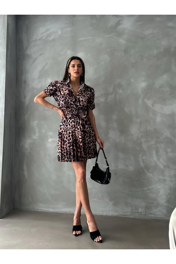 Topshow Leopar Beli Gipeli Ouzu Pileli Toptan Gömlek