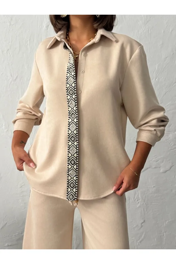 Chemise Topshow en daim scuba à rayures - Pierre | F1973