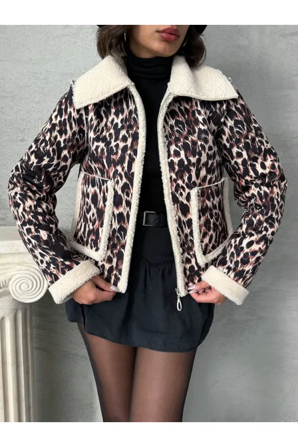 Manteau en peluche en gros - Léopard D2 | TOPSHOW | F1814