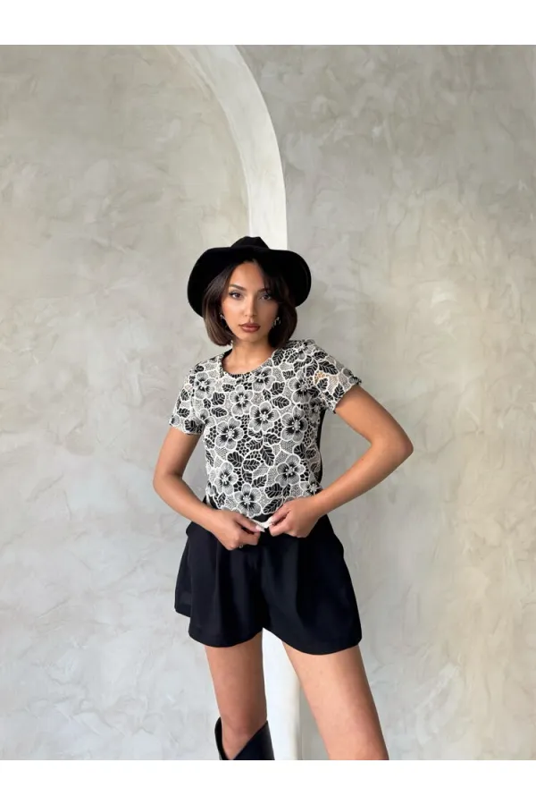 Dantel Bluz - Siyah | Topshow