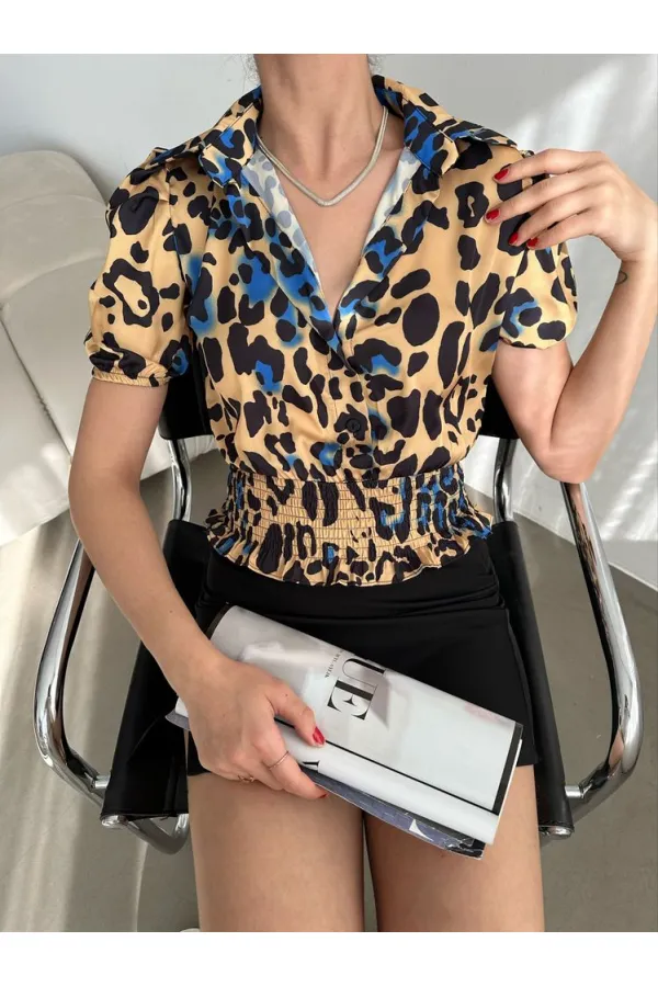 Chemise plissée Topshow Leopard Saxe Waist Gipel Ouzu en gros