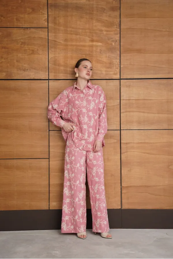 Pantalon brodé rose | F1927 - Topshow