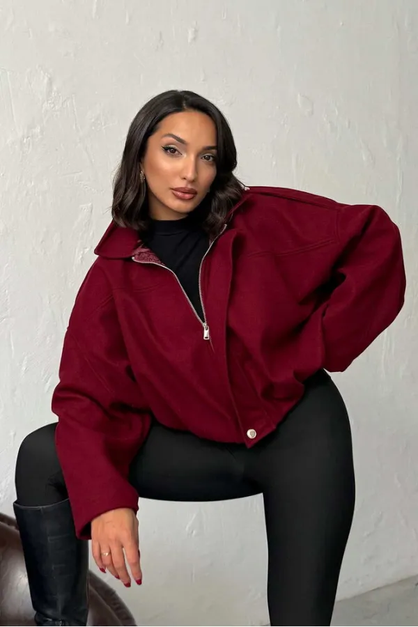 Topshow Cashmere Wholesale Jackets - Burgundy | F2047