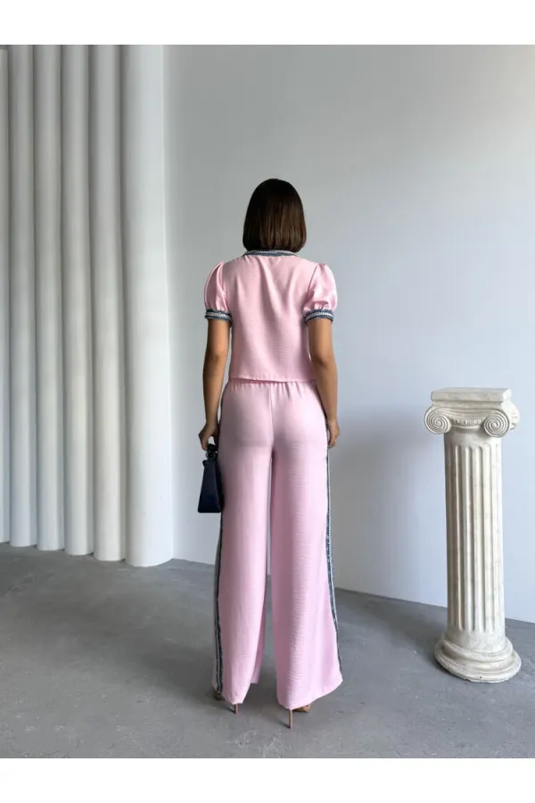 Wholesale Striped Denim Pants Pink | Topshow | F1890