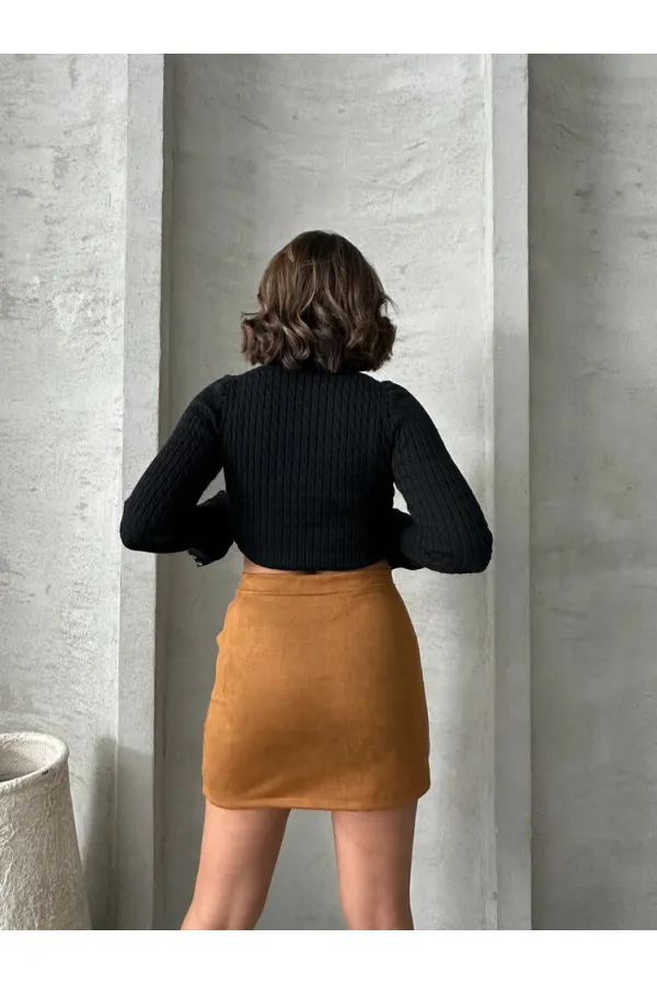 Suet Yırtmaclı Toptan Etek - Taba | TOPSHOW | F1573