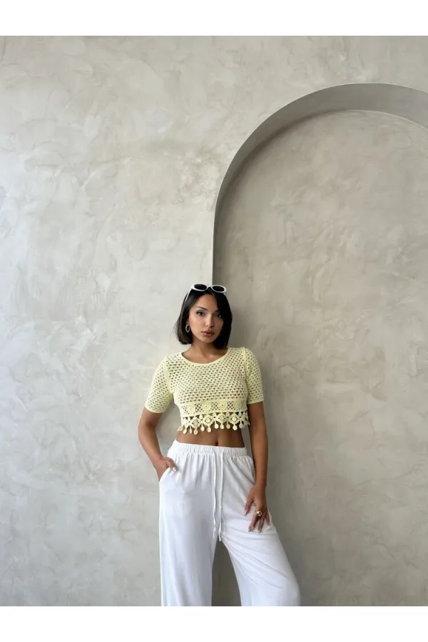 Tasseled Raw Wholesale Blouse Yellow | Topshow