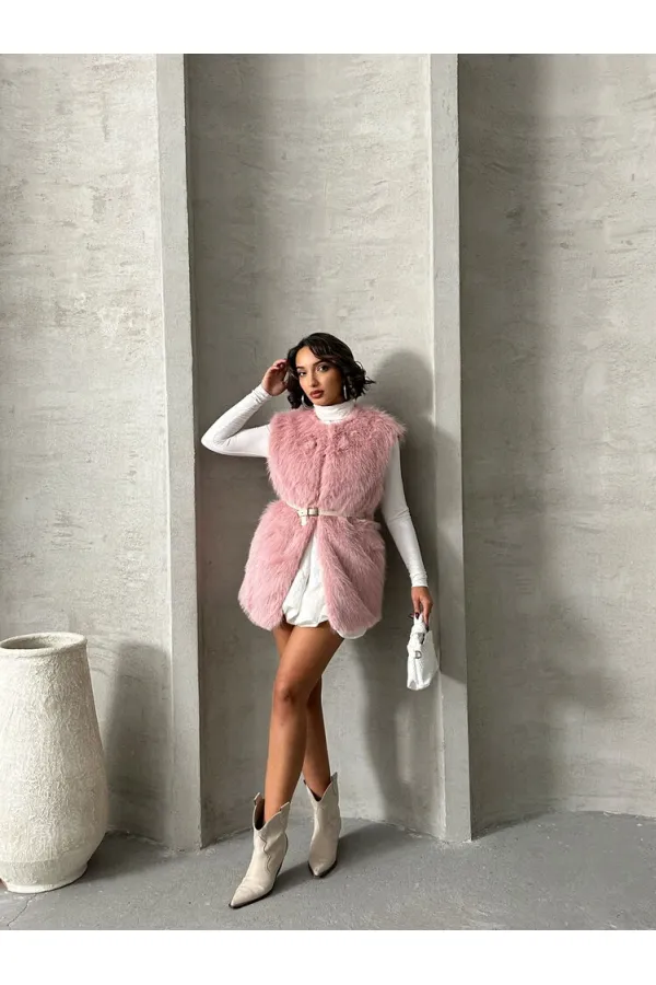 Gilet en plumes en gros - Poudre | TOPSHOW | F1567