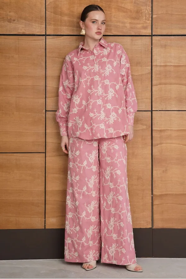 Pantalon brodé rose | F1927 - Topshow