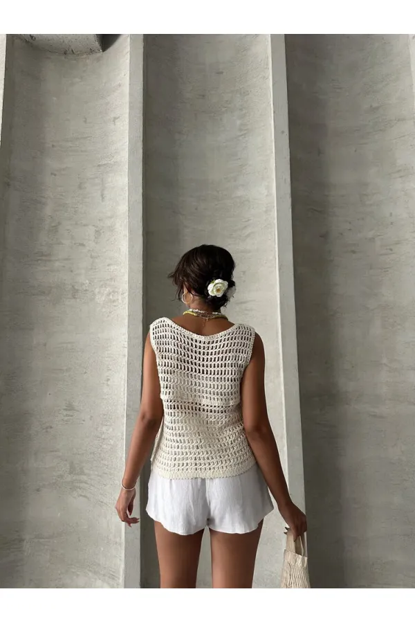 Gilet en dentelle boutonnée brute Topshow en gros