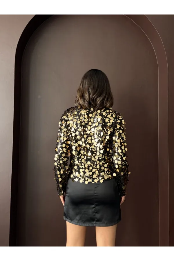 Topshow Gold Pullu Toptan Bluz