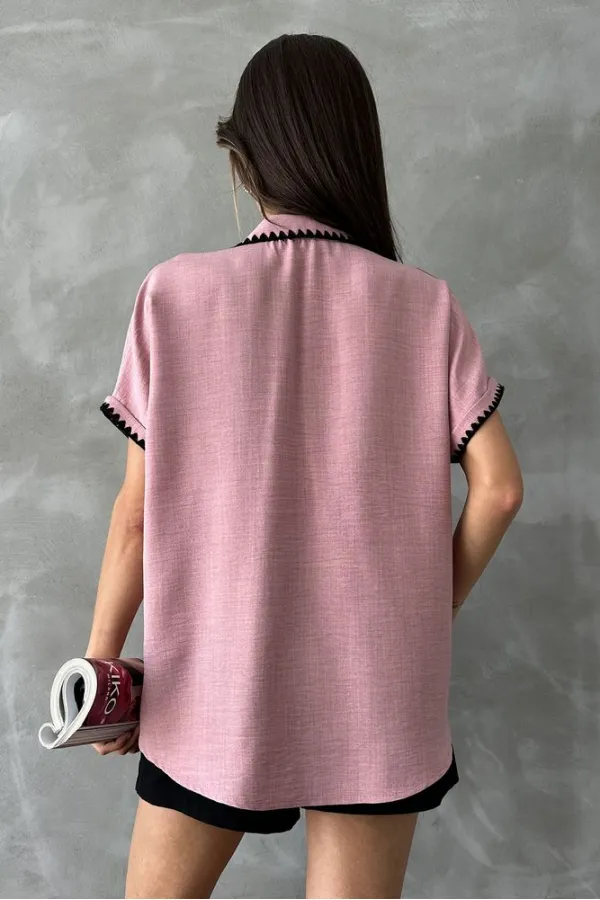 Topshow Powder Shepherd Stitched Linen Wholesale Shirt