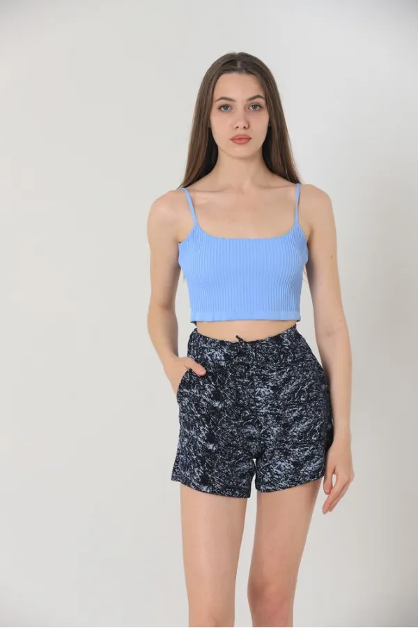 Short bleu marine imprimé tie-dye Topshow en gros