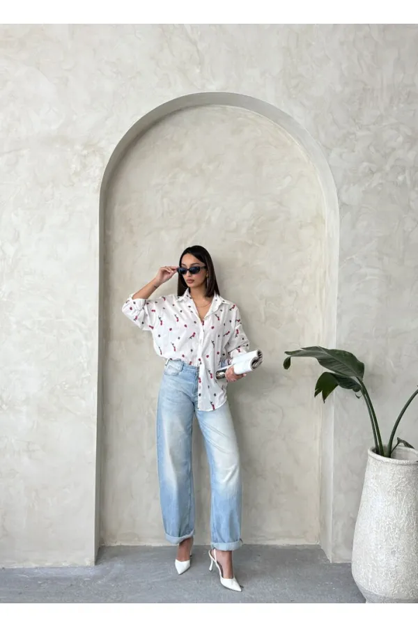 Chemise en voile brodée rouge en gros | Topshow | F1911