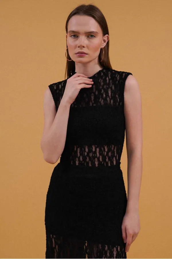 Zero Sleeve Lace Wholesale Blouse - Black | Topshow