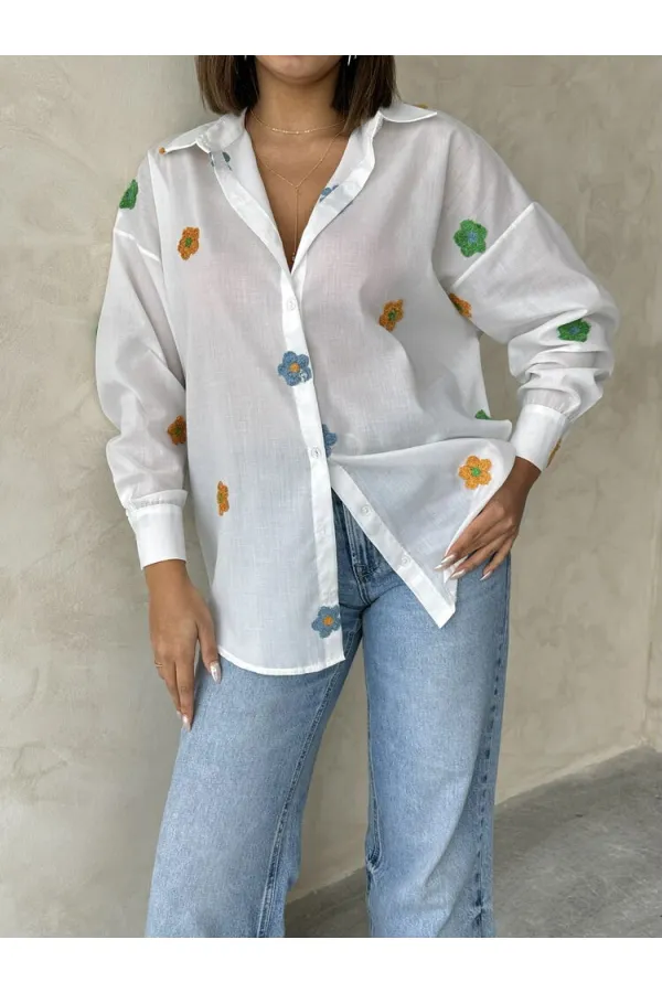 Nakışlı Vual Toptan Gömlek - Desen 2 | TOPSHOW | F1875