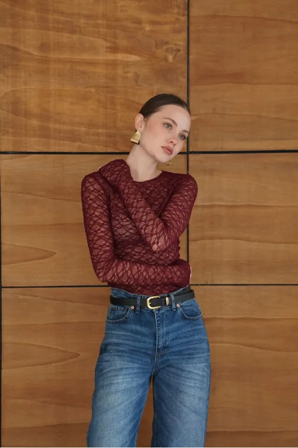 Blouse en dentelle en gros - Prune | F2092 - Topshow